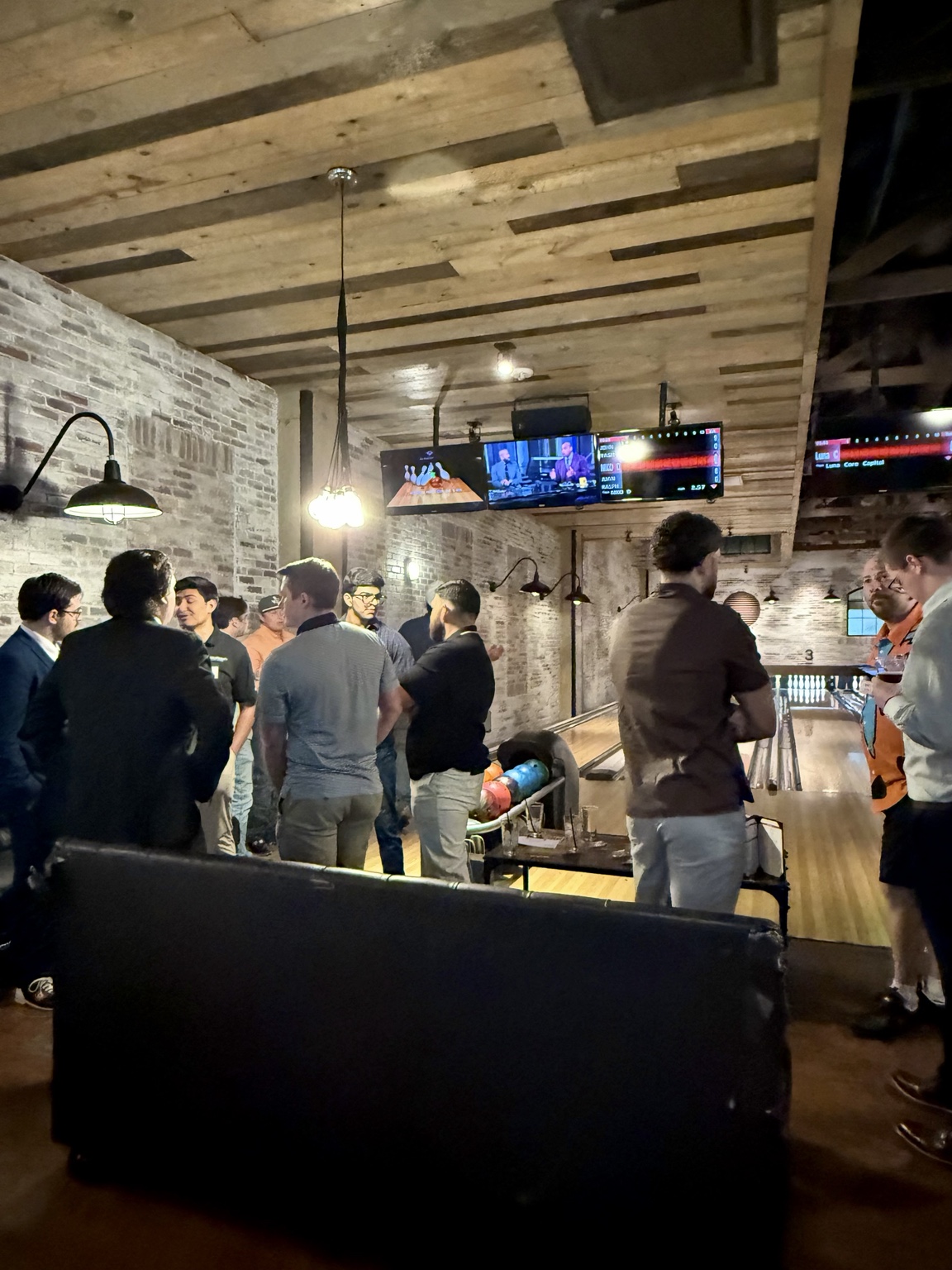 Conversations at bowling event